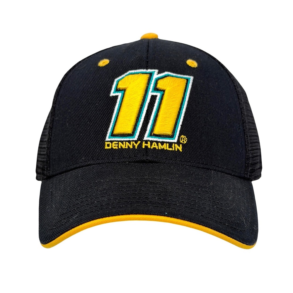 NASCAR Denny Hamlin 11 Fan Favorite Trucker Hat Black Yellow Snapback Cap